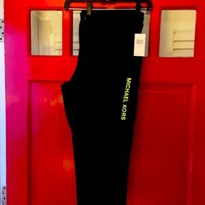 Black with Neon green logo Michael Kors joggers